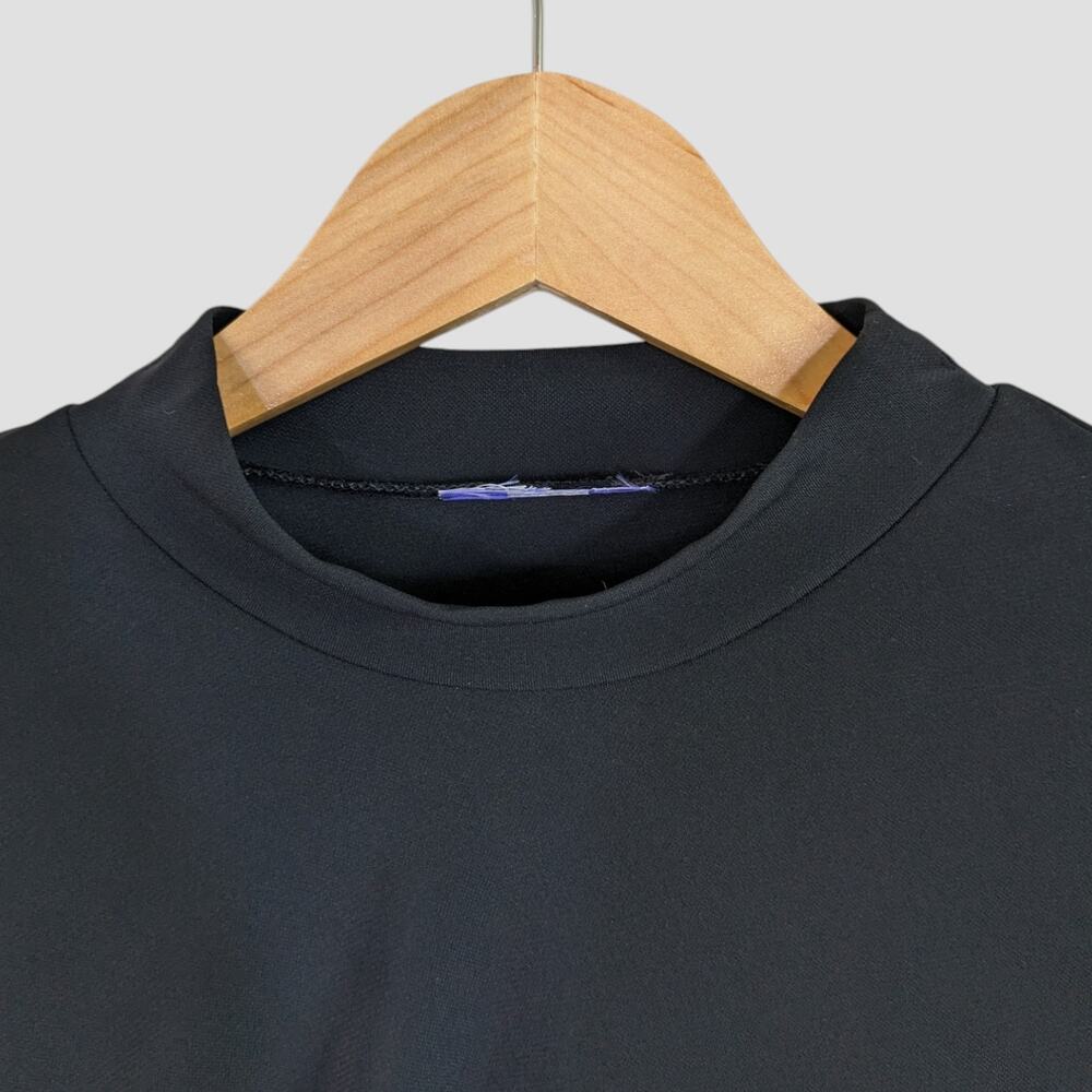 Future Collective Long Sleeve Mock Neck Ruched Black Midi Dress Women’s Medium - Picture 7 of 16